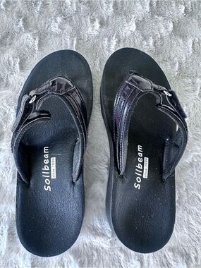 Sollbeam women's black orthotic flip flop arch support